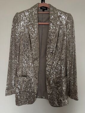 Express Women's Silver Sequin Blazer